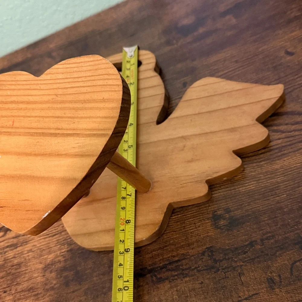 Wooden Heart Wings Wall Decor 90s Angel Fairy Rustic
